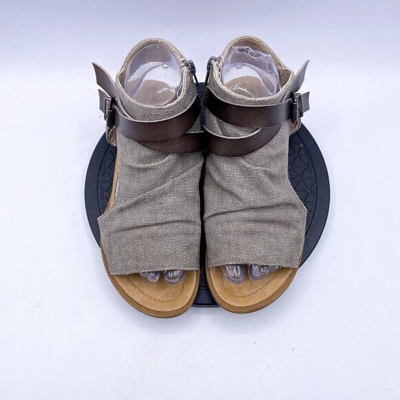 Blowfish Malibu Sandals Womens 8 Slingback brown Canvas Zipper Buckle Straps - Picture 9 of 9